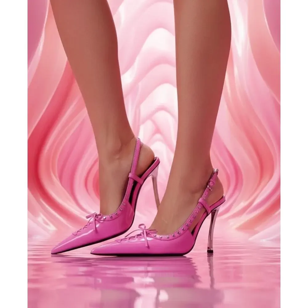 $1575 Sz EU 41 US 11 Versace Lace Slingback Pink Heels Leather